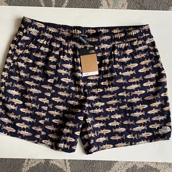 The North Face Other - The North Face Printed Classic V Pull On Shorts Navy Fly Reel Trout XXL
